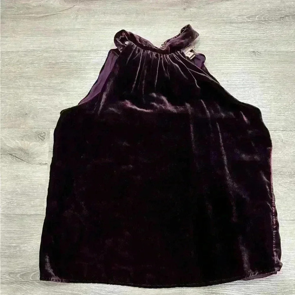 Kachel X Anthropologie Chelsea Velvet Halter Top Sleeveless Keyhole Button Sz 2 - Picture 3 of 8